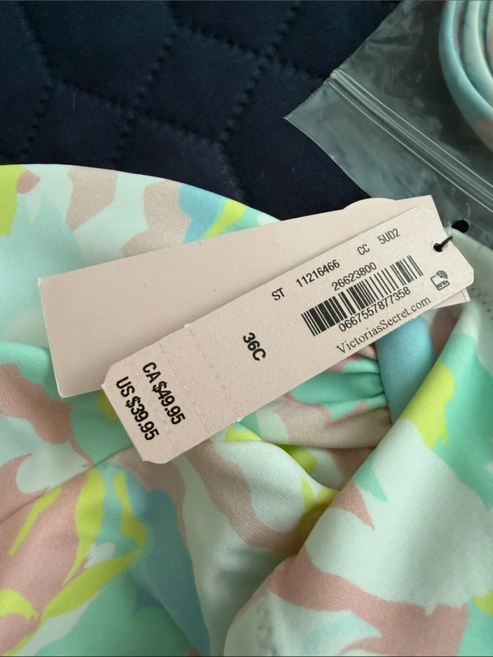 Victoria's Secret Pastel Mint & Blush Bandeau Swim Top - Picture 3 of 4